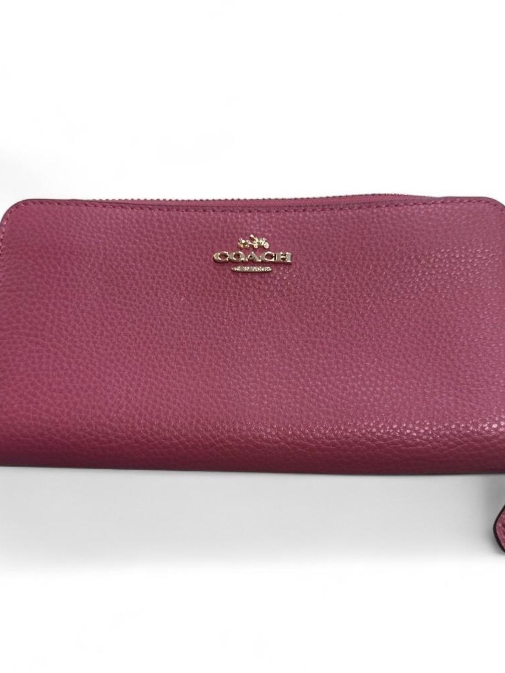 Coach Pebbled Leather Zip Wallet - Raspberry